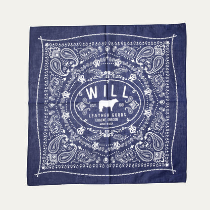 Will's Bandana from Will Leather Goods in blue paisley cotton fabric on Tampa Home & Garden Store