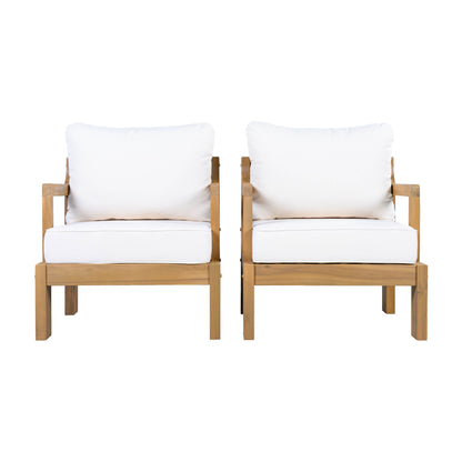 Outdoor Acacia Wood Patio Chairs Set of Two