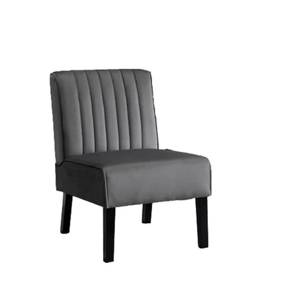 Reese mid-century modern accent chairs set of 2, gray fabric with channel back, black legs on Tampa Home & Garden Store