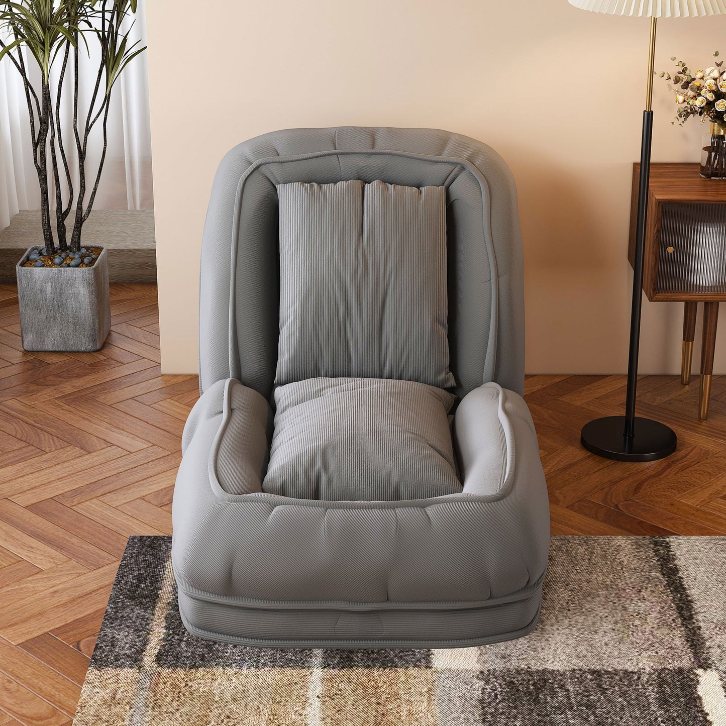 Upholstered Human Dog Bed for Adults and Pets gray fabric bean bag by HouseOfZazla on Tampa Home & Garden Store