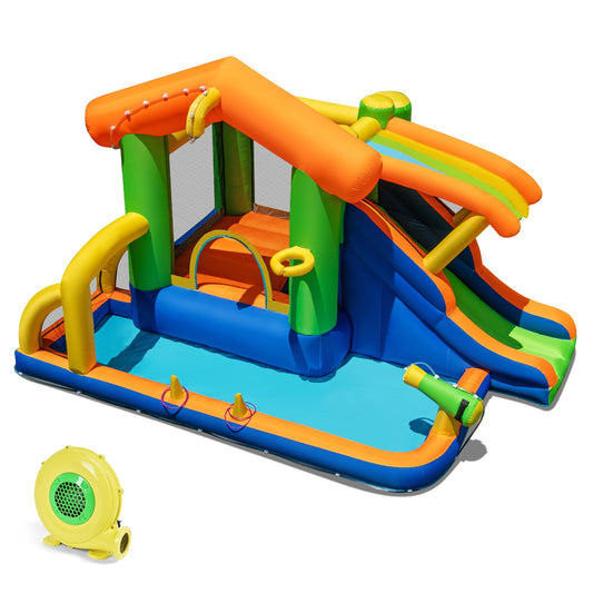 Inflatable Bounce House Water Park with Slide and 480W Blower - Tampa Home & Garden Store
