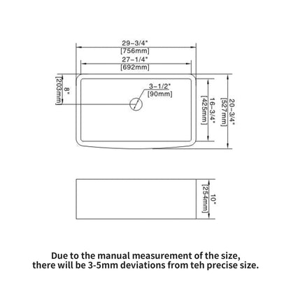 Undermount farmhouse sink drawing with apron-front arch edge, single bowl by HouseOfZazla on Tampa Home & Garden Store