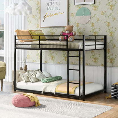 Metal bunk bed with a low profile black metal frame and built-in ladder on Tampa Home & Garden Store