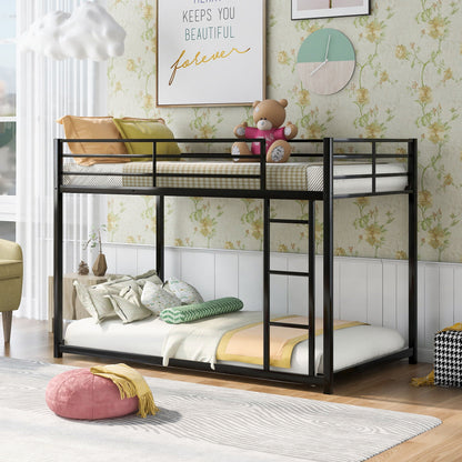Metal bunk bed low-profile with ladder in black finish by HouseOfZazla on Tampa Home & Garden Store