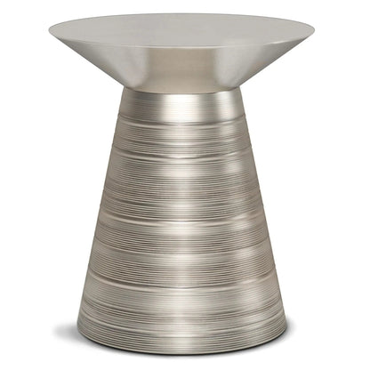 Sheridan metal accent table with wide silver bowl top and ribbed base by Unique Piece Furniture on Tampa Home & Garden Store