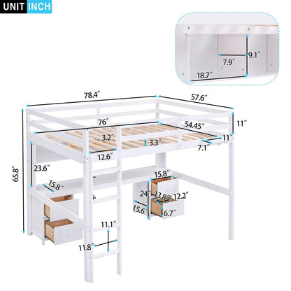 Loft Bed With Desk and Storage Charging Station