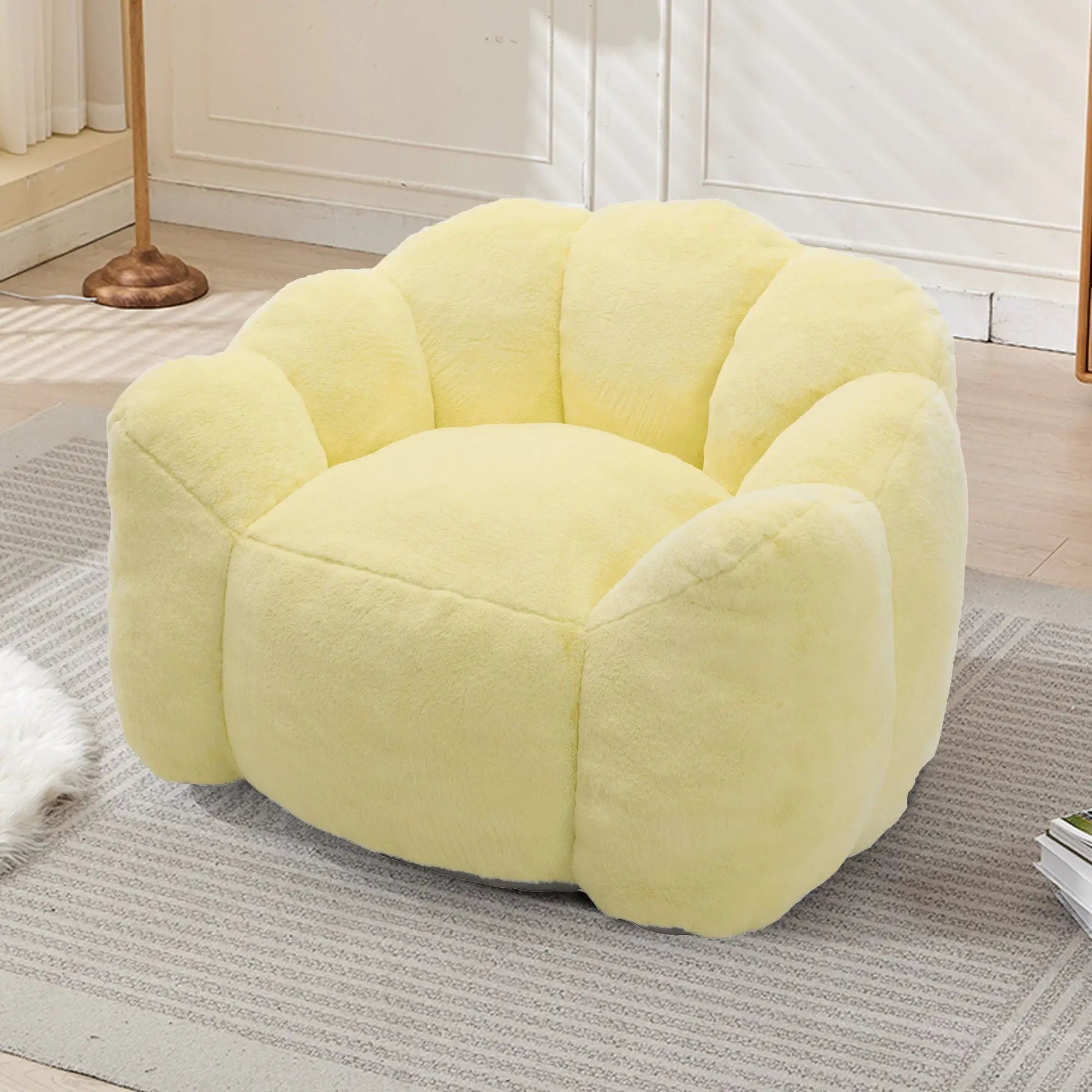 Lotus Style Compression Sofa bean bag chair yellow plush fabric by Unique Piece Furniture on Tampa Home & Garden Store