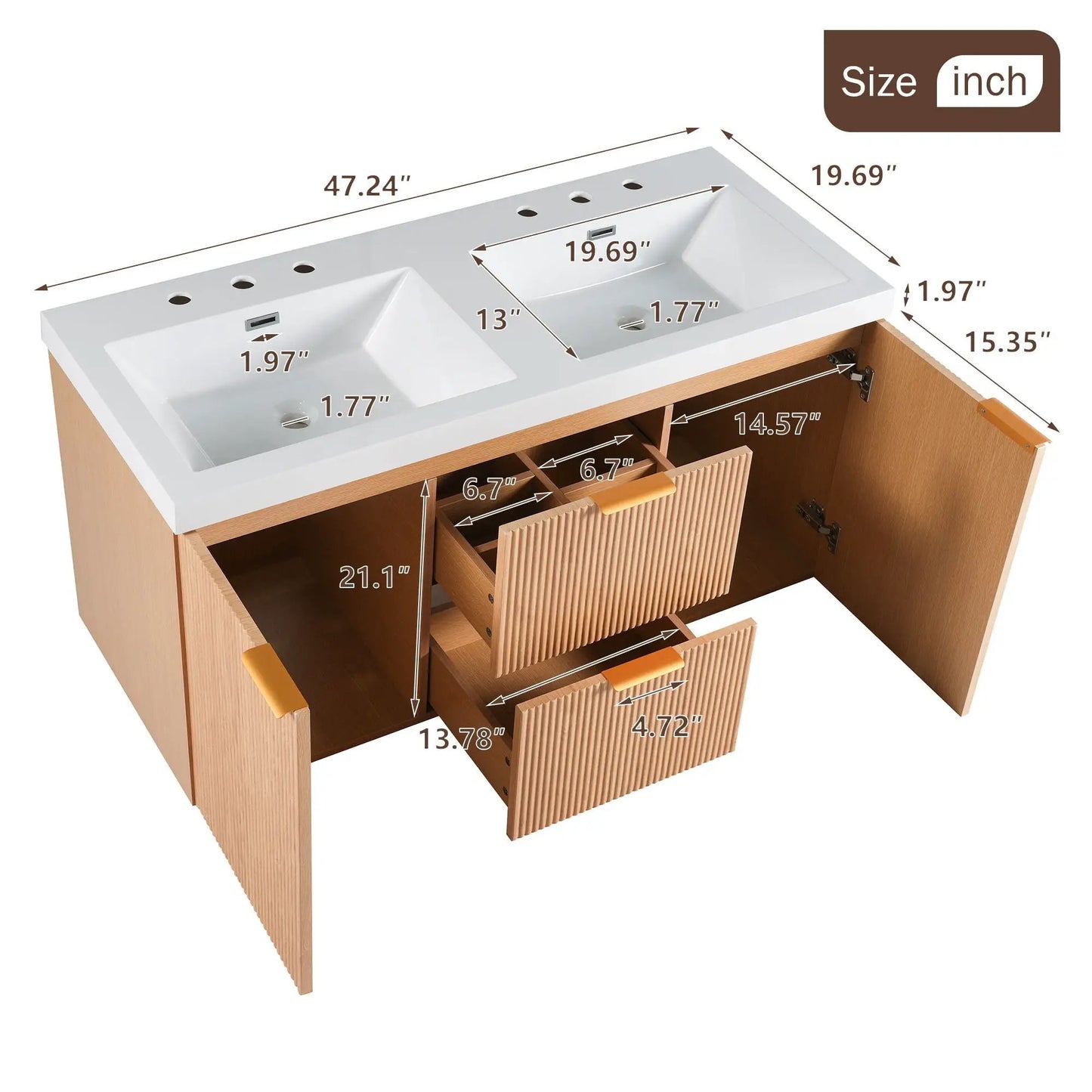 Modern Wall Mounted Vanity and Soft Close Doors