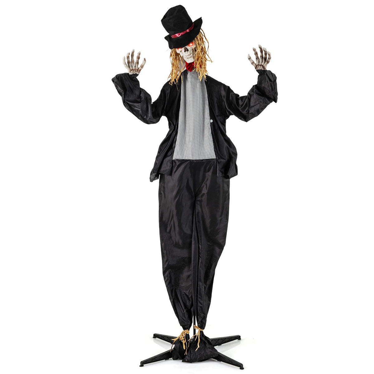 Standing Groom animatronic 7.2 ft in black robe with skeletal hands and red eyes DirectDeals on Tampa Home & Garden Store