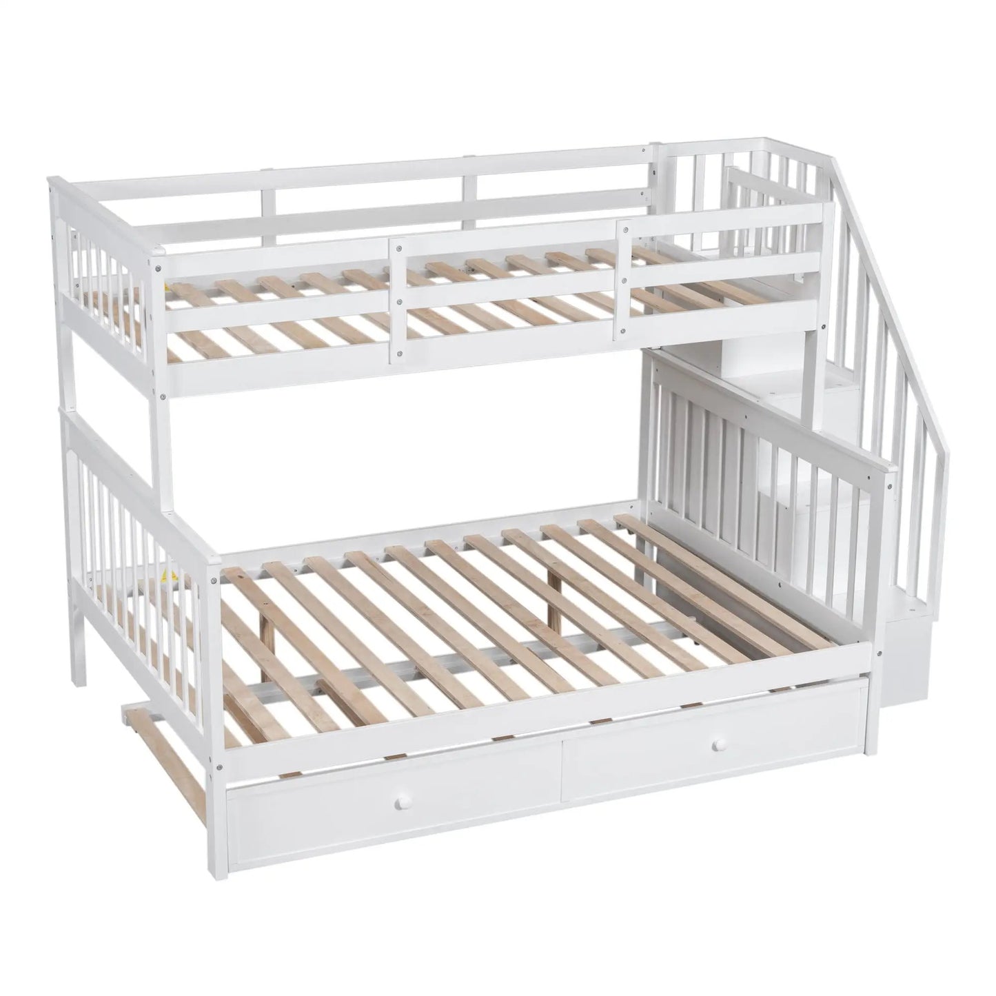 Bunk Bed with Twin Size Trundle and Guard Rail