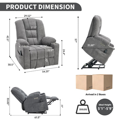 Power Lift Recliner Chair With Massage and Heat