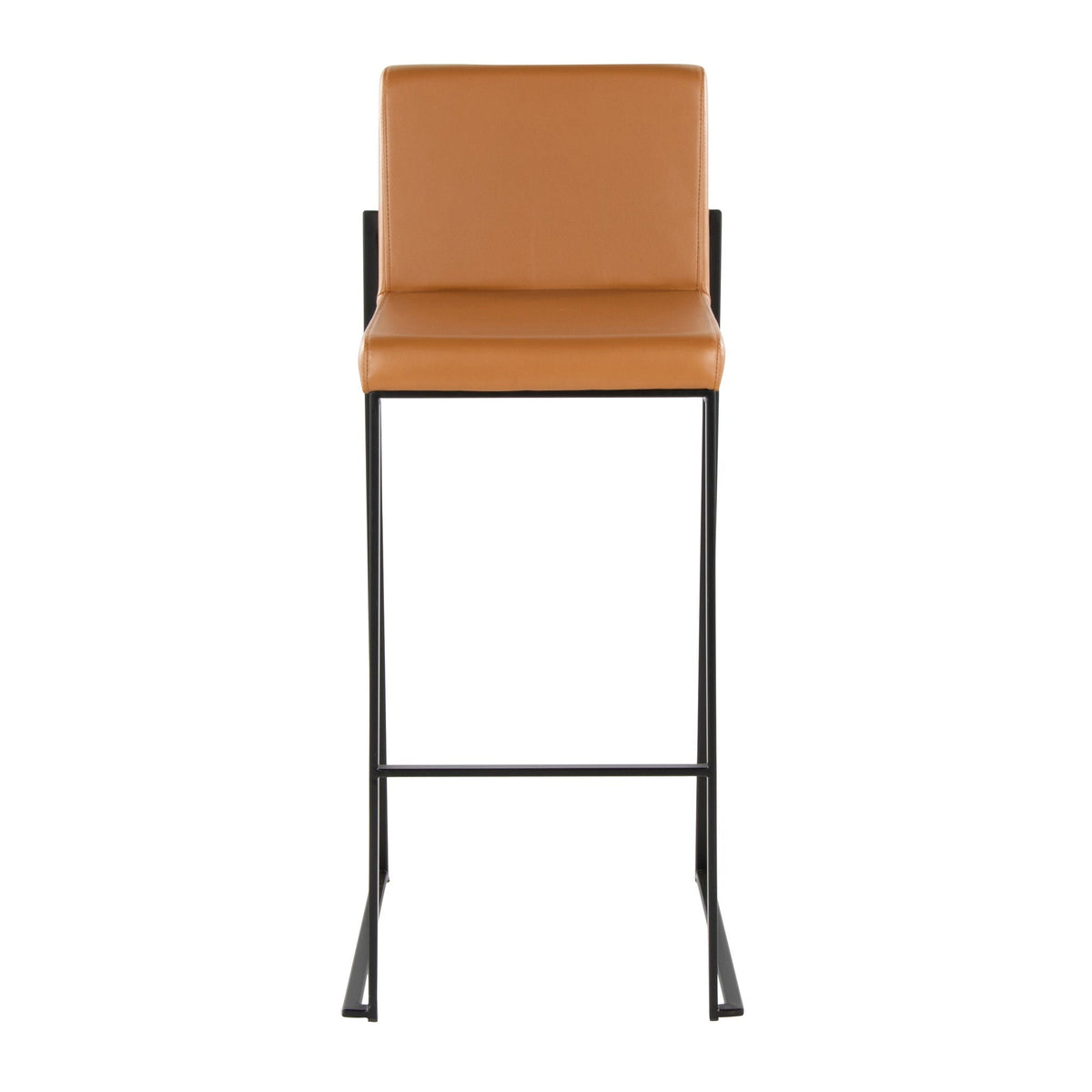 HouseOfZazla high-back barstool in tan leather with black metal legs on Tampa Home & Garden Store
