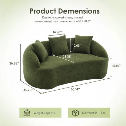 Loveseat Sofa green curved upholstery; compact stationary design by Unique Piece Furniture on Tampa Home & Garden Store