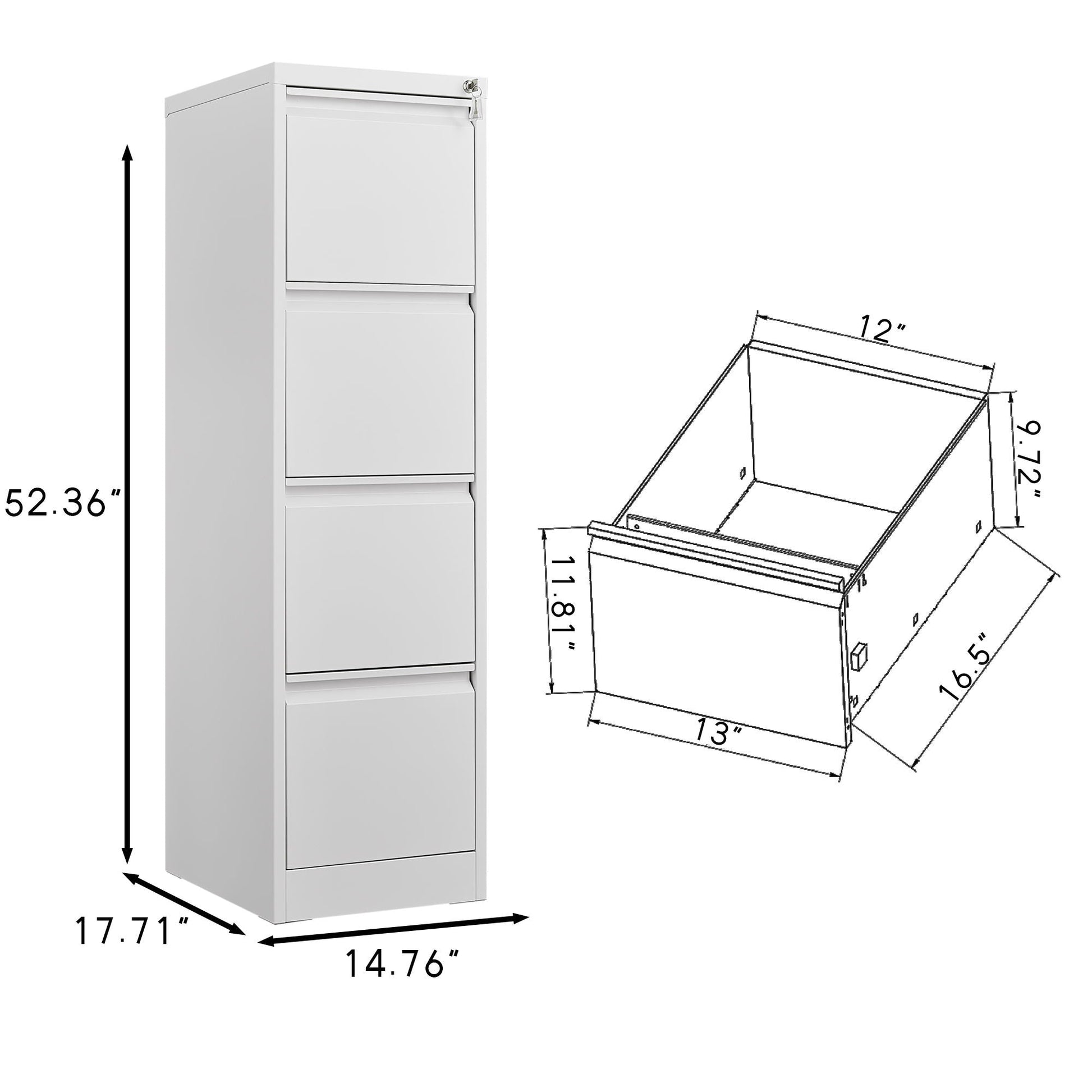 Durable metal 3-drawer filing cabinet with lock from HouseOfZazla in white on Tampa Home & Garden Store