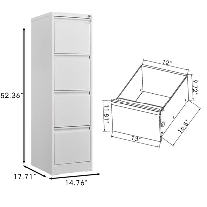 Durable metal 3-drawer filing cabinet with lock from HouseOfZazla in white on Tampa Home & Garden Store