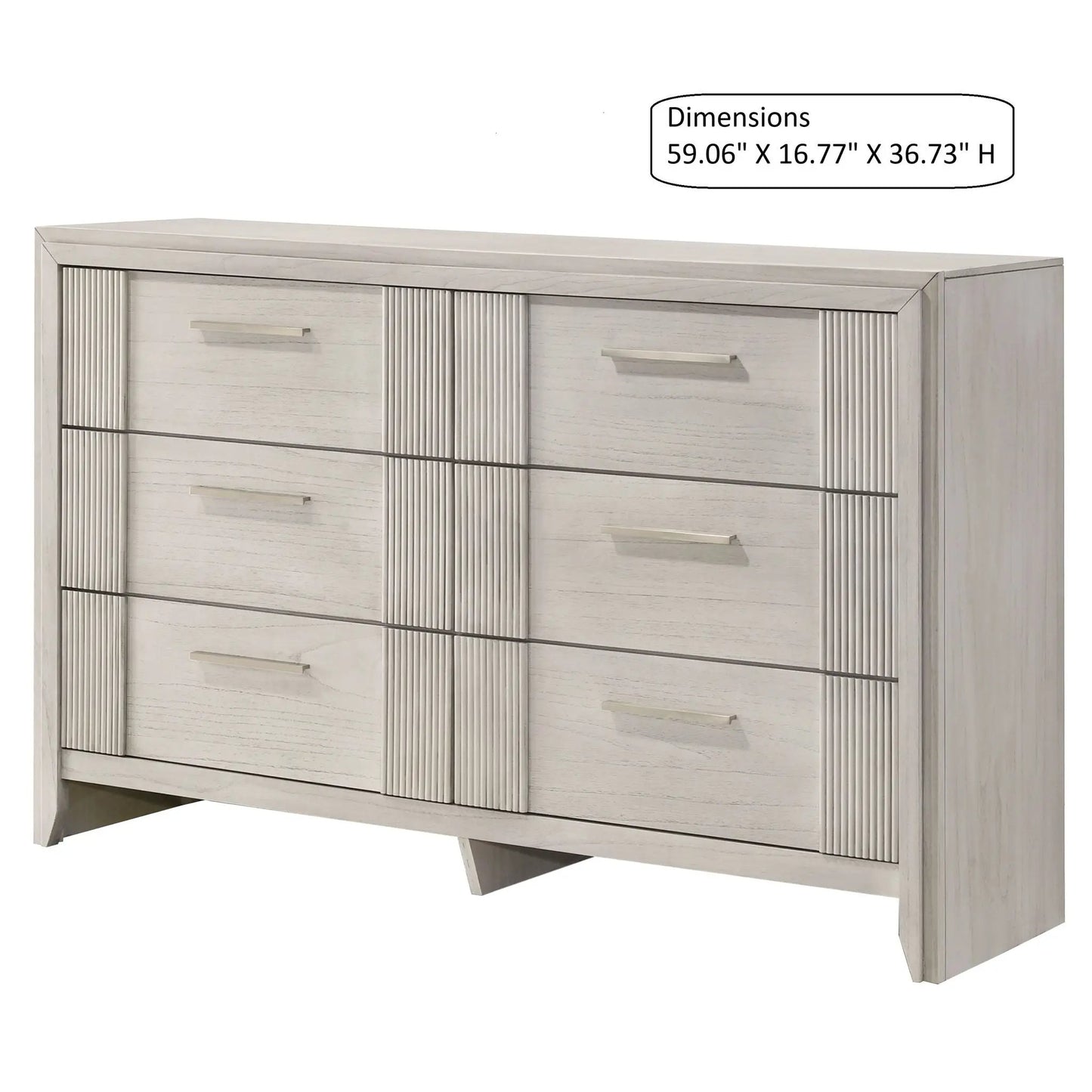 Six Drawer Storage Dresser Mist White Finish