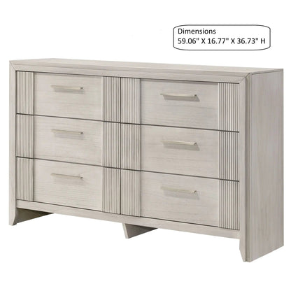 Six Drawer Storage Dresser Mist White Finish