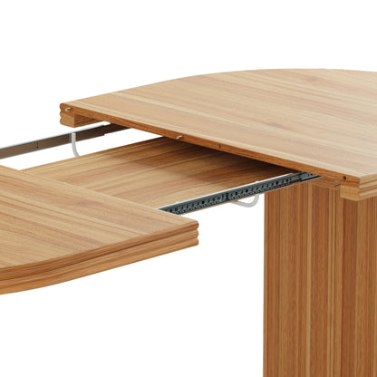 Modern extendable dining table with removable leaves in natural oak finish rails on Tampa Home & Garden Store