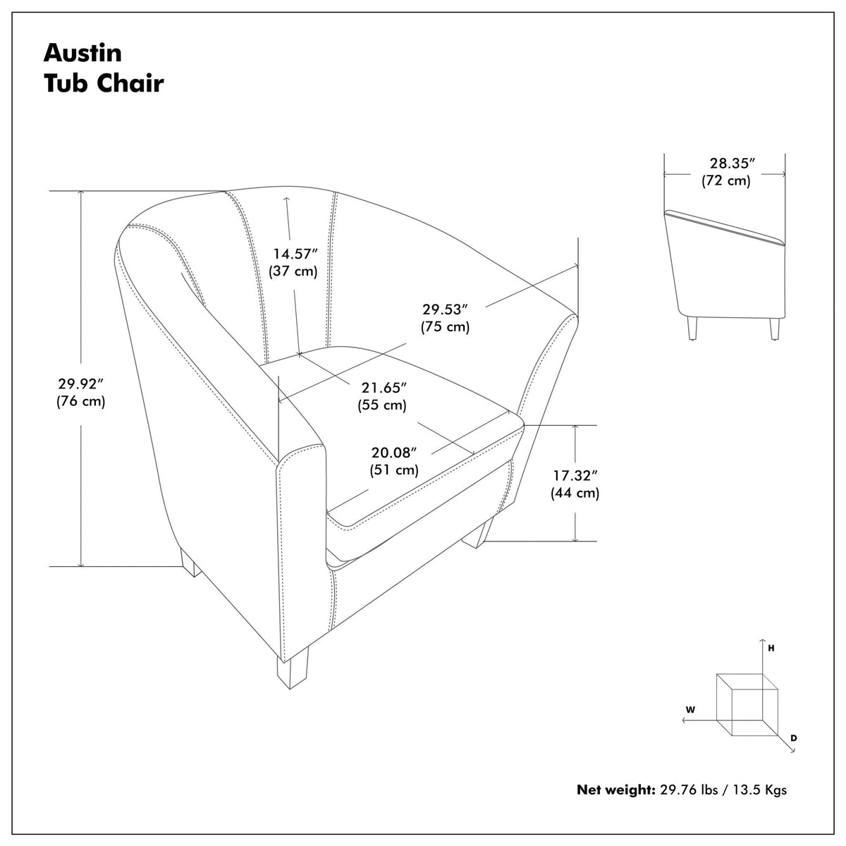 Austin Tub Chair blueprint by HouseOfZazla, transitional tub arm chair with solid legs on Tampa Home & Garden Store