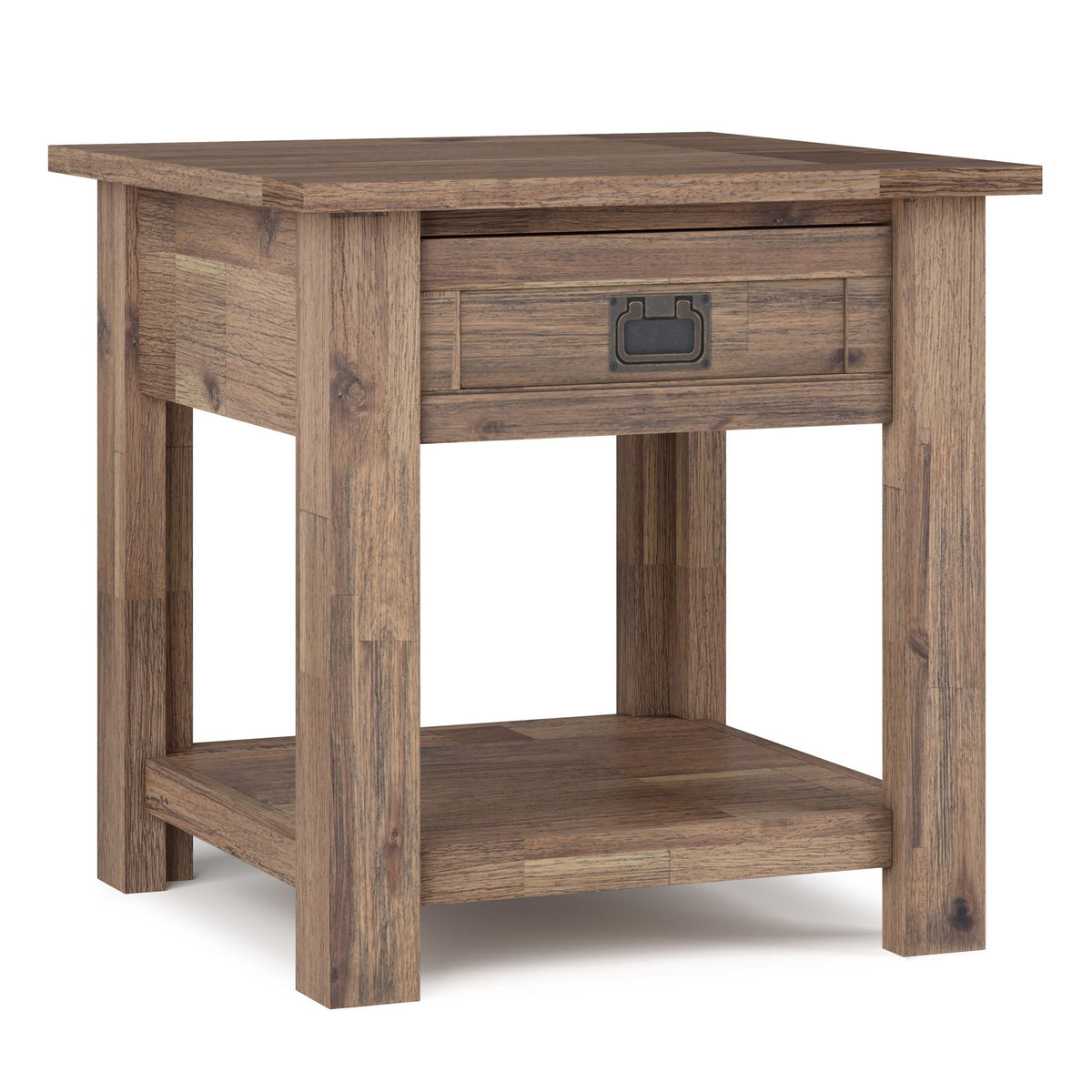 Monroe solid acacia side table for living with top surface and lower shelf, HouseOfZazla on Tampa Home & Garden Store