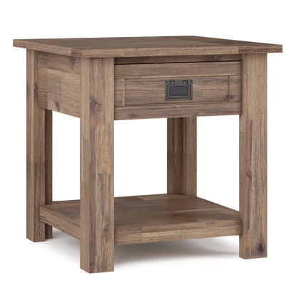 Monroe solid acacia side table for living with top surface and lower shelf, HouseOfZazla on Tampa Home & Garden Store