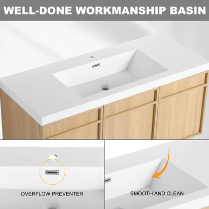 Wall-Mounted Vanity with Resin Sink Doors