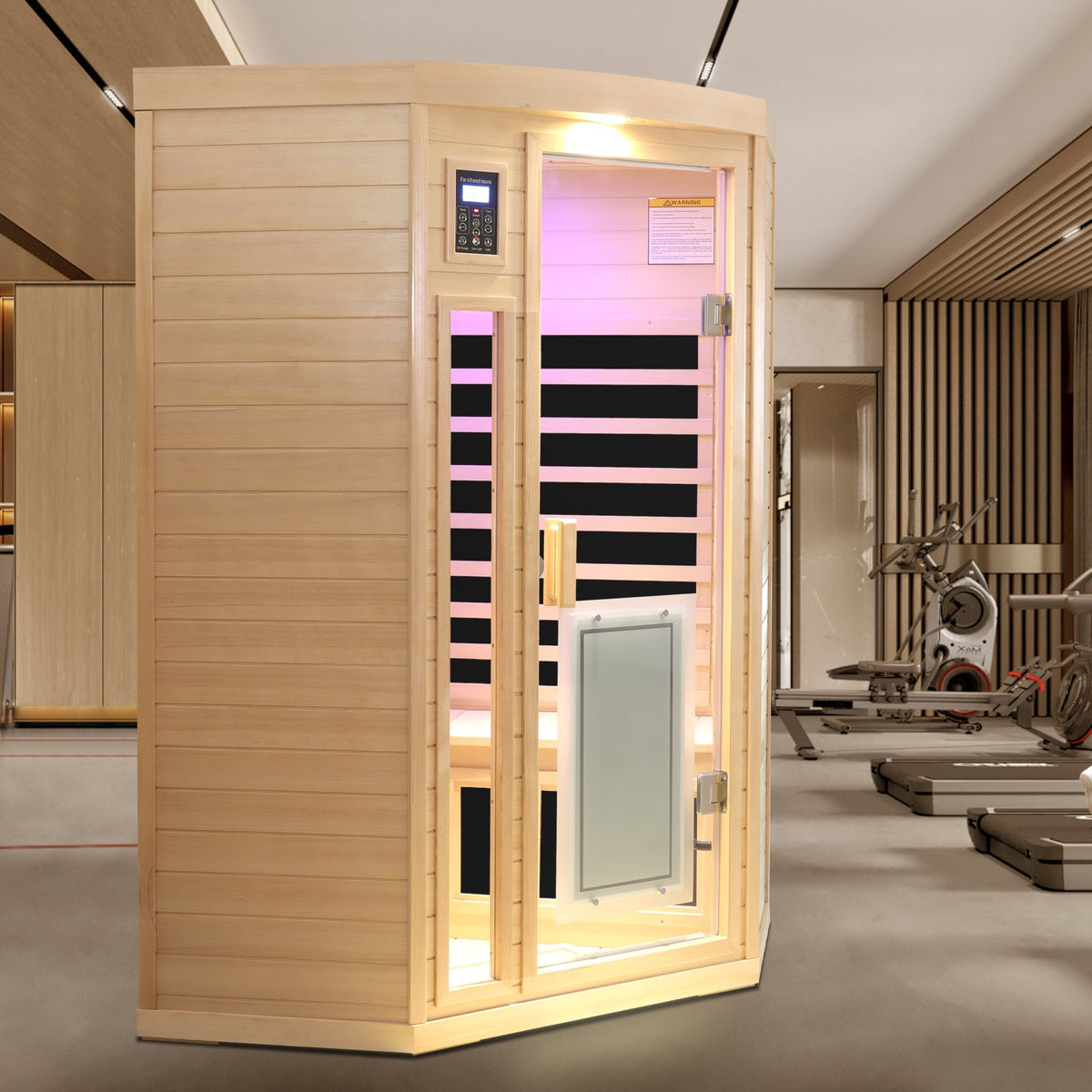 Two-person Hemlock wood infrared sauna with glass door and digital control panel HouseOfZazla on Tampa Home & Garden Store