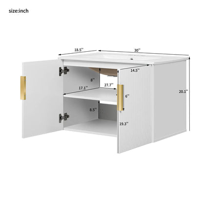Bathroom vanity with sink by Unique Piece Furniture; cabinet with 2 soft-close doors, 30in wide on Tampa Home & Garden Store