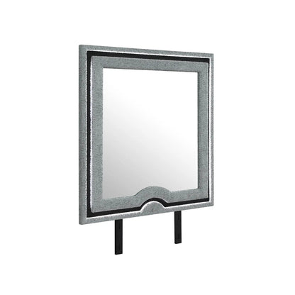 Isaiah mirror with upholstered silver frame and LED lighting, Unique Piece Furniture on Tampa Home & Garden Store