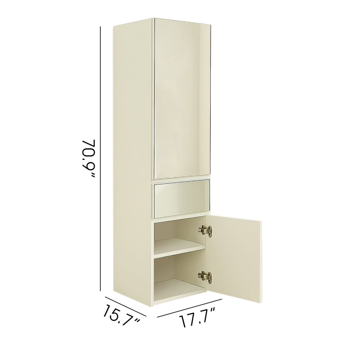 Slim modular closet cabinet with mirror, white finish by HouseOfZazla, triple wardrobes on Tampa Home & Garden Store