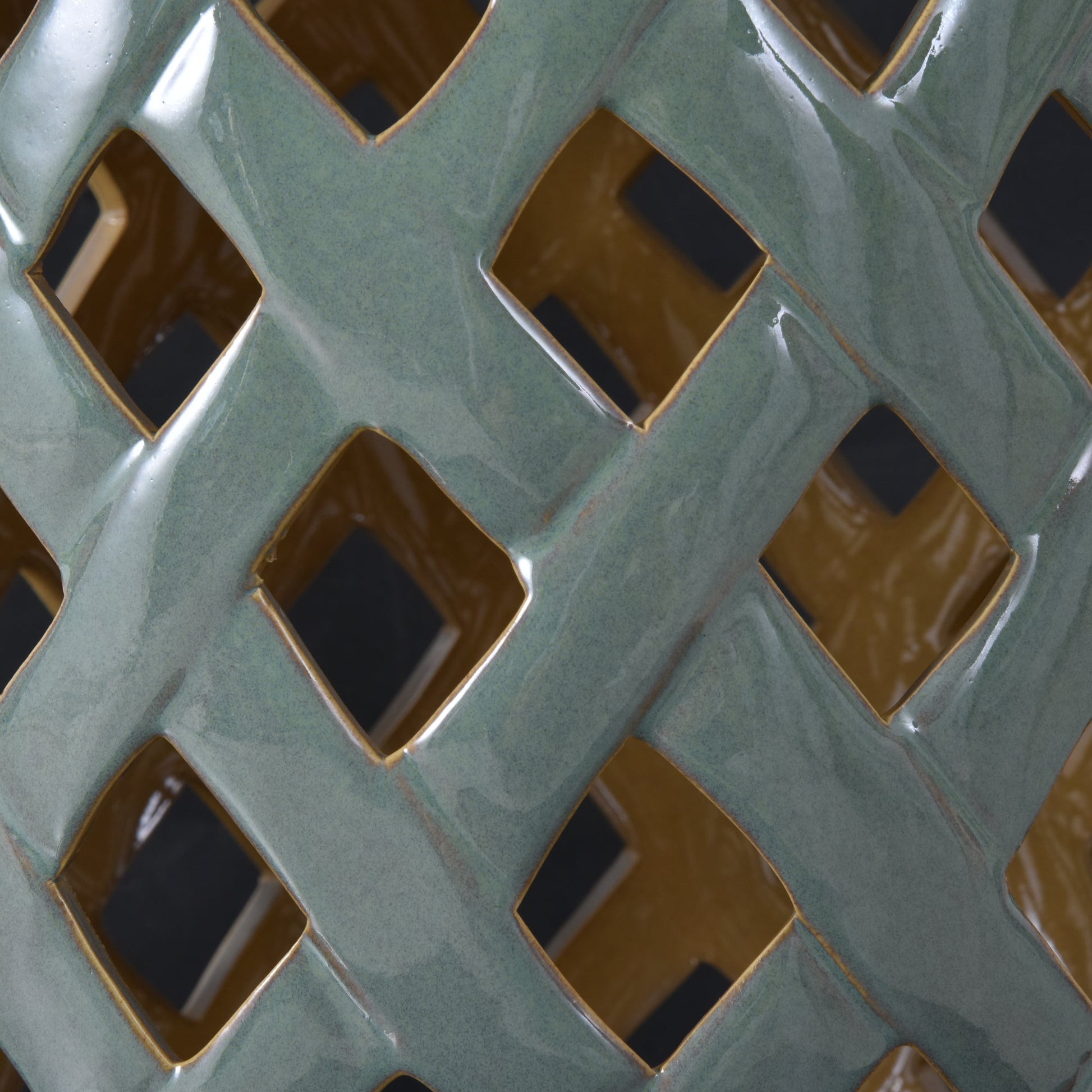 Ceramic garden stool with woven lattice design and teal glaze, Outsunny outdoor side table on Tampa Home & Garden Store