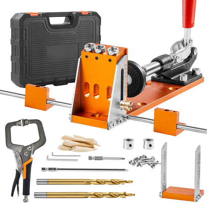 Pocket hole jig kit 34 pcs with adjustable depth and C-clamp by HouseOfZazla, orange jig on Tampa Home & Garden Store