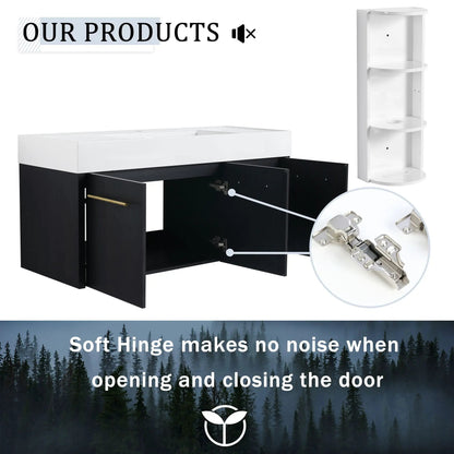 Modern Wall Mounted Vanity with Resin Sink Rack