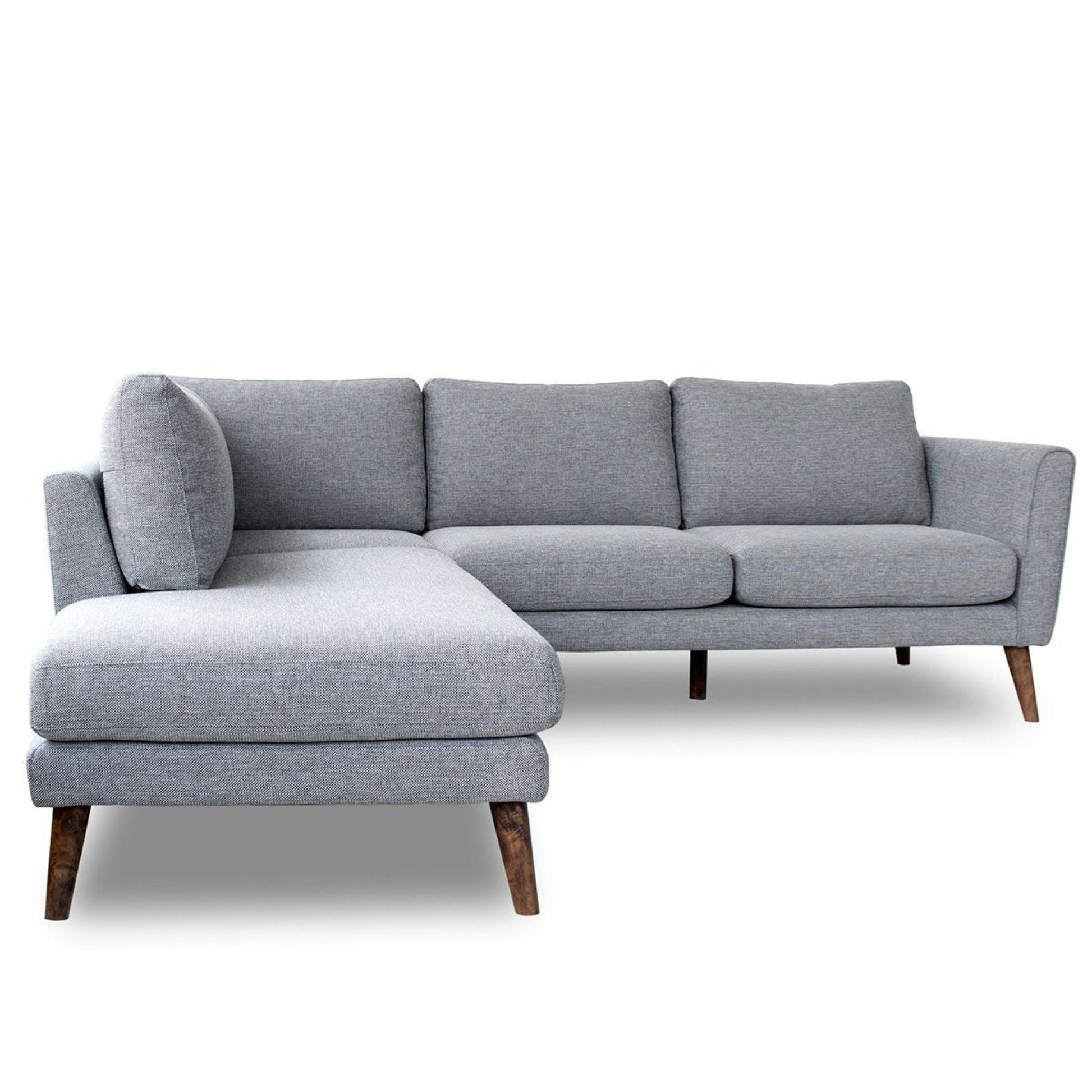 Benson sectional sofa with chaise gray textured fabric with wooden legs HouseOfZazla on Tampa Home & Garden Store