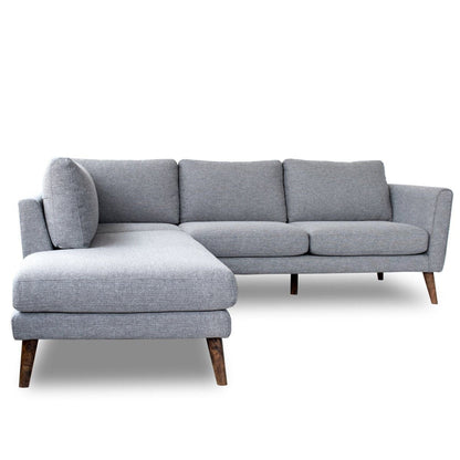 Benson sectional sofa with chaise gray textured fabric with wooden legs HouseOfZazla on Tampa Home & Garden Store
