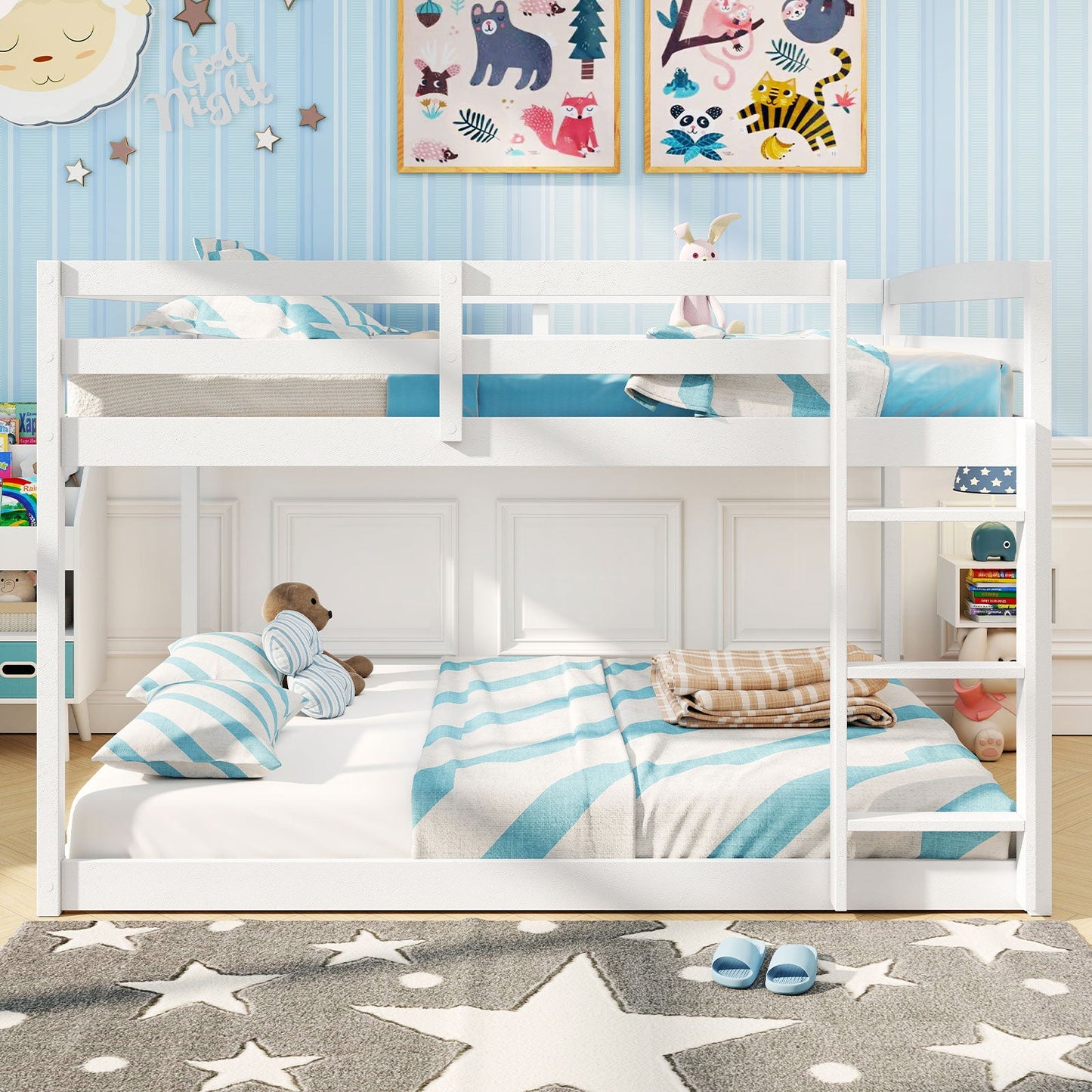 Full Over Full Bunk Bed Low-to-ground Bunk Bed