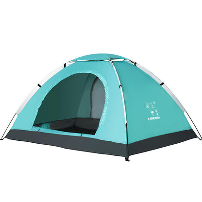 Tent Lingmu teal single-layer camping tent with open doorway and gray base for outdoor use on Tampa Home & Garden Store