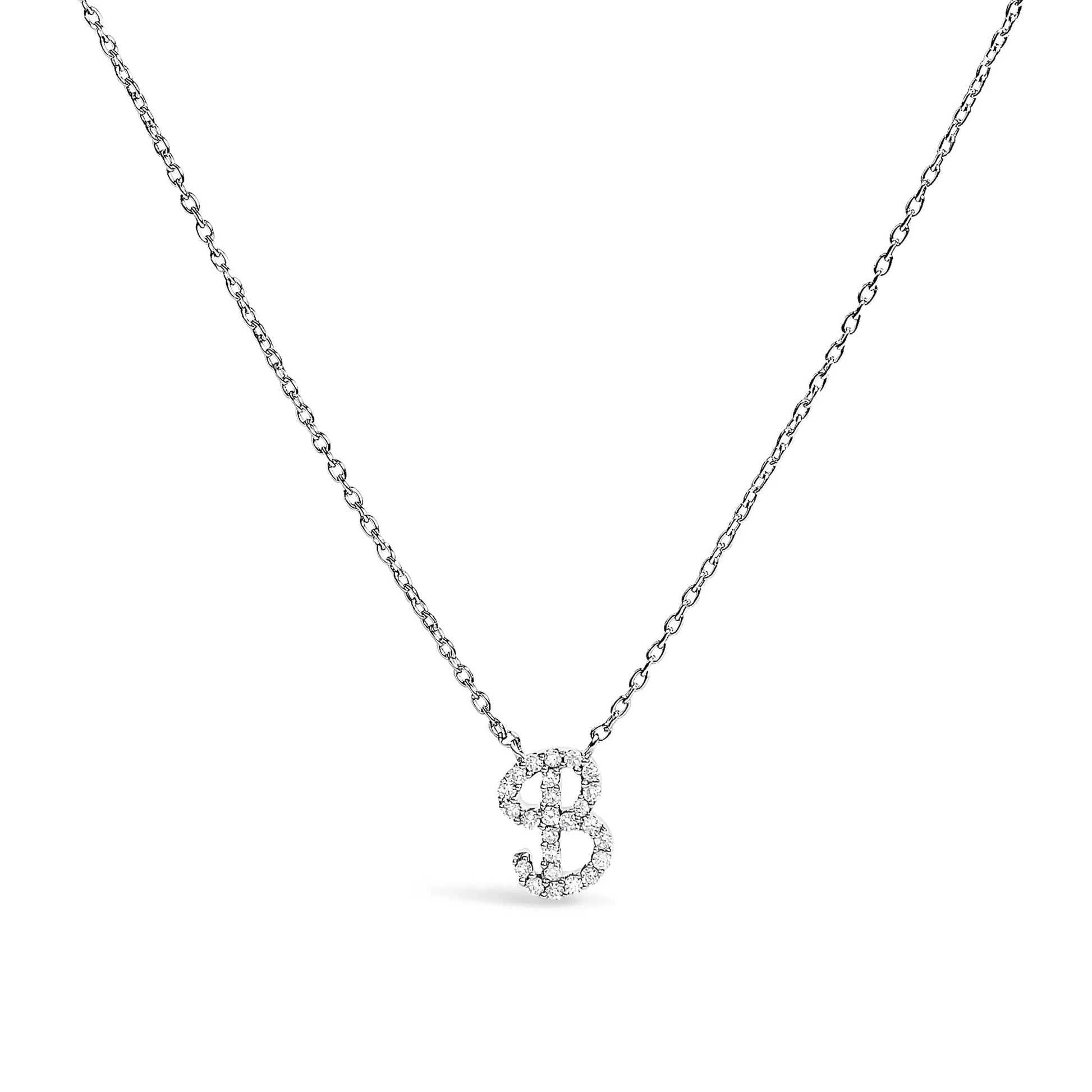 14K white gold diamond-accent A initial script pendant necklace by Bids.com on Tampa Home & Garden Store