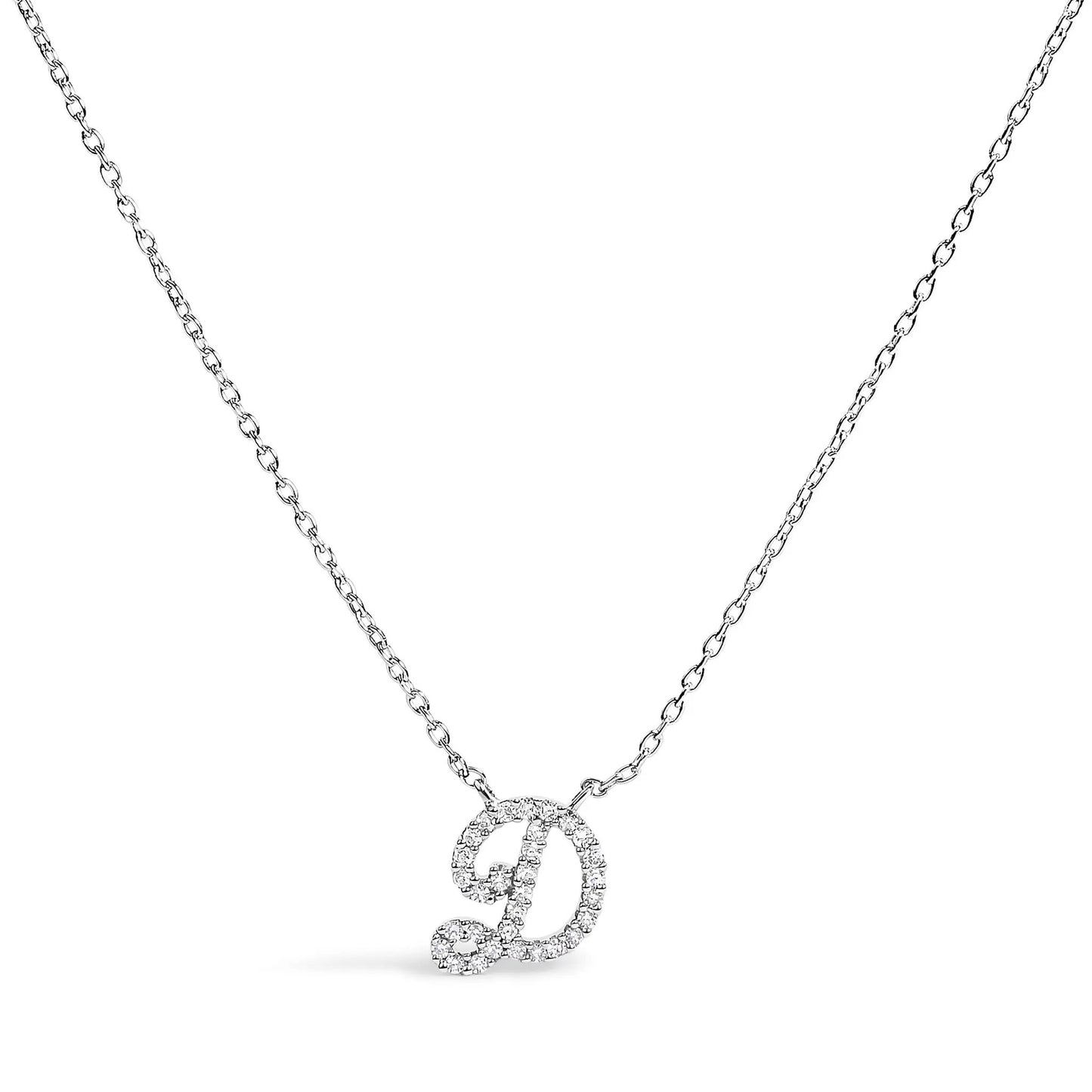 14K white gold diamond-accent 'A' initial script pendant necklace on a chain on Tampa Home & Garden Store