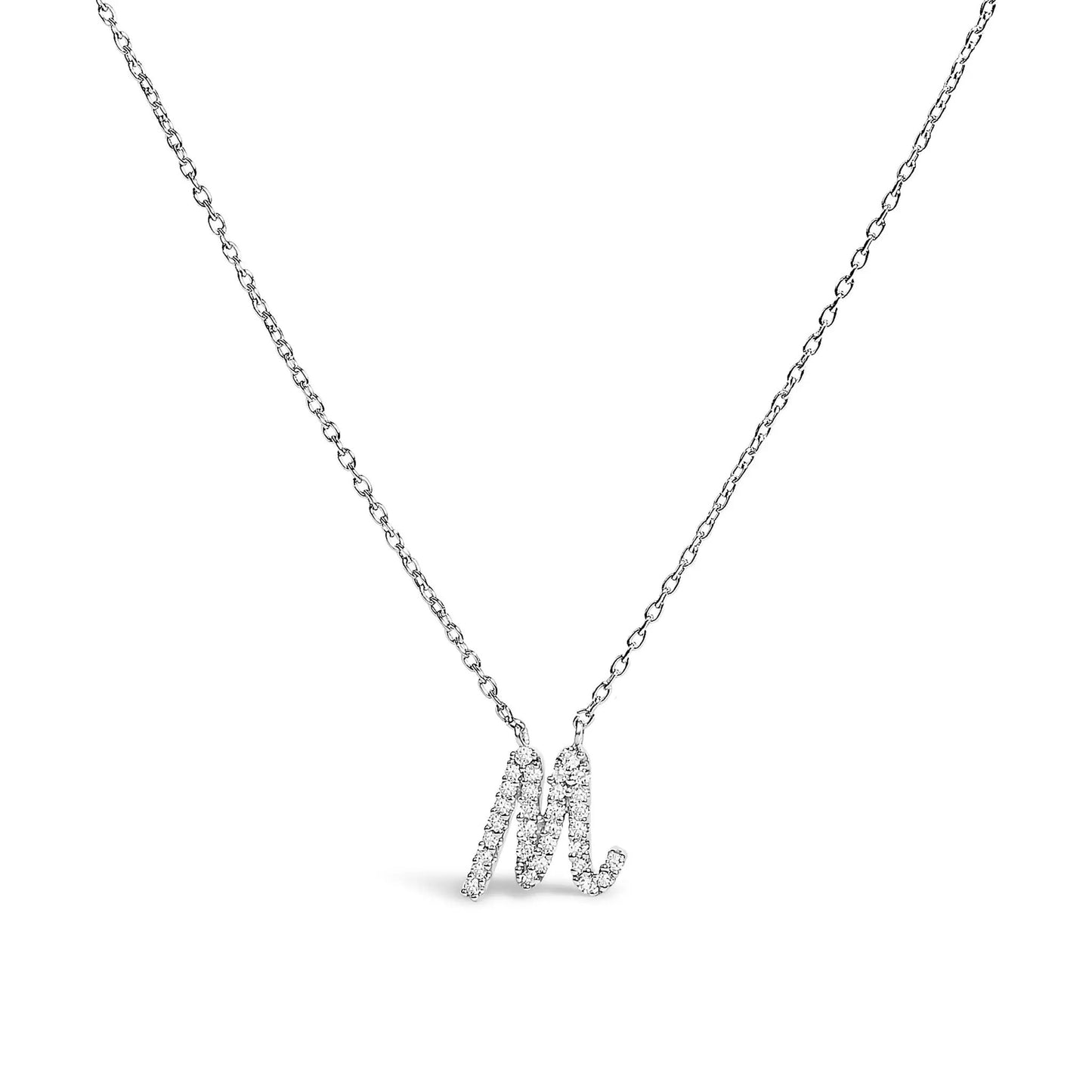 14K white gold diamond-accent A initial script pendant necklace with diamond fringe on Tampa Home & Garden Store