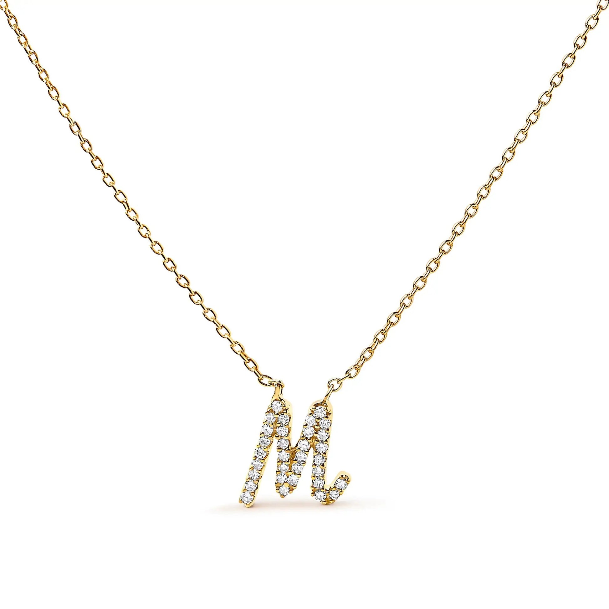 A-initial script pendant necklace in gold-tone with diamond-studded fringe on Tampa Home & Garden Store