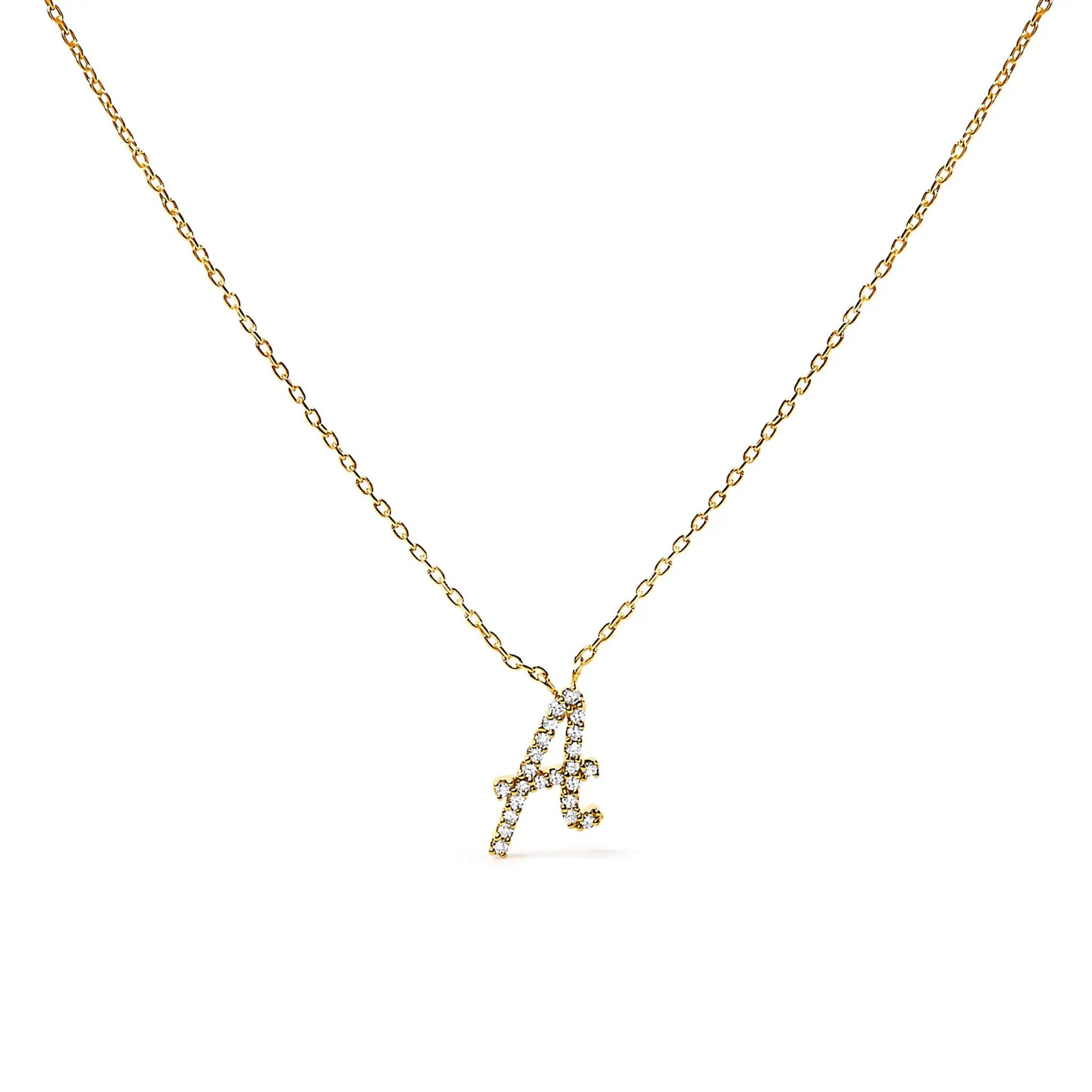 14K White Gold Diamond Accent A Initial Script Style Pendant Necklace by Bids.com on Tampa Home & Garden Store