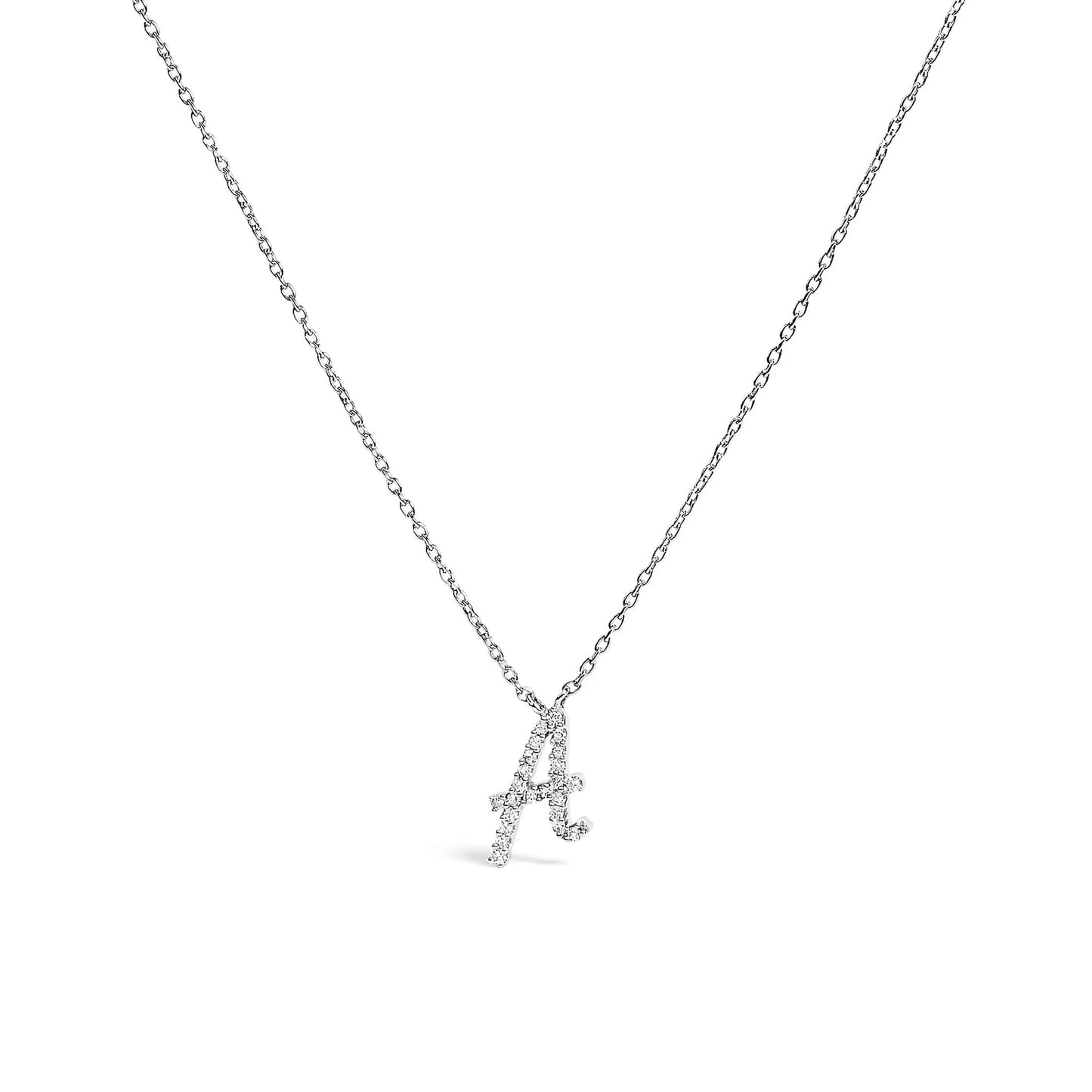 14K white gold diamond-accent A initial pendant necklace, script style with chain Bids.com on Tampa Home & Garden Store
