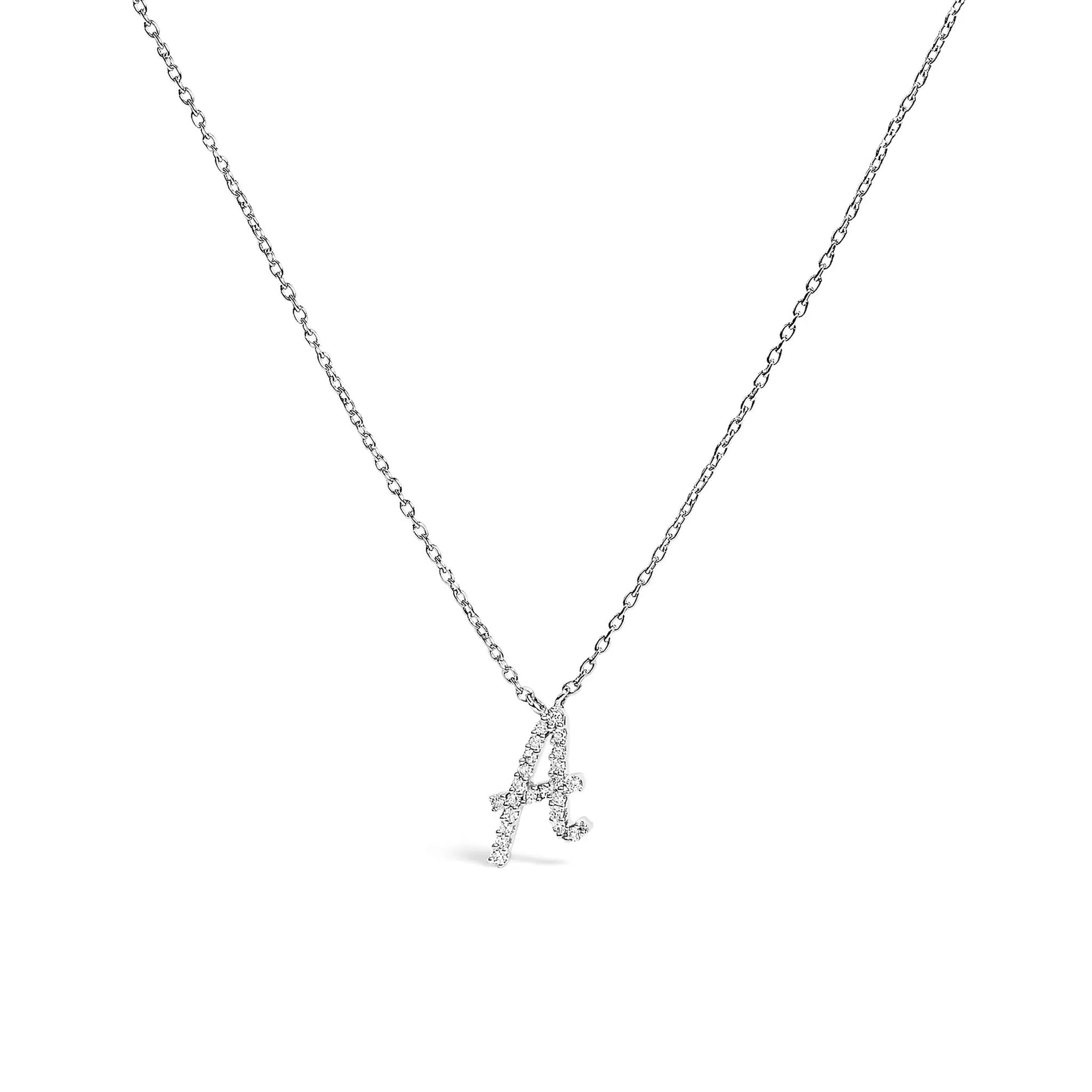 14K white gold diamond-accent A initial pendant necklace, script style with chain Bids.com on Tampa Home & Garden Store