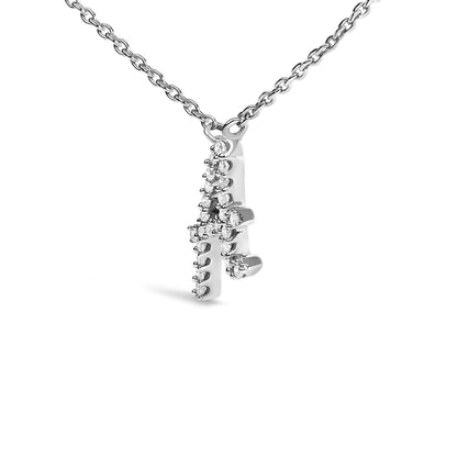14K white gold A initial script pendant necklace with diamond accents on a cable chain on Tampa Home & Garden Store