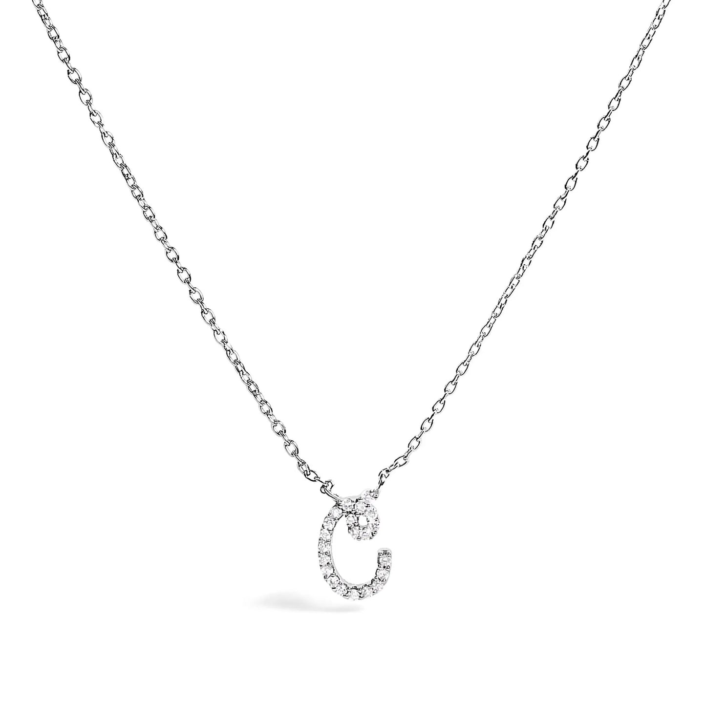 14K white gold diamond-accent A initial script pendant necklace by Bids.com with rolo chain on Tampa Home & Garden Store