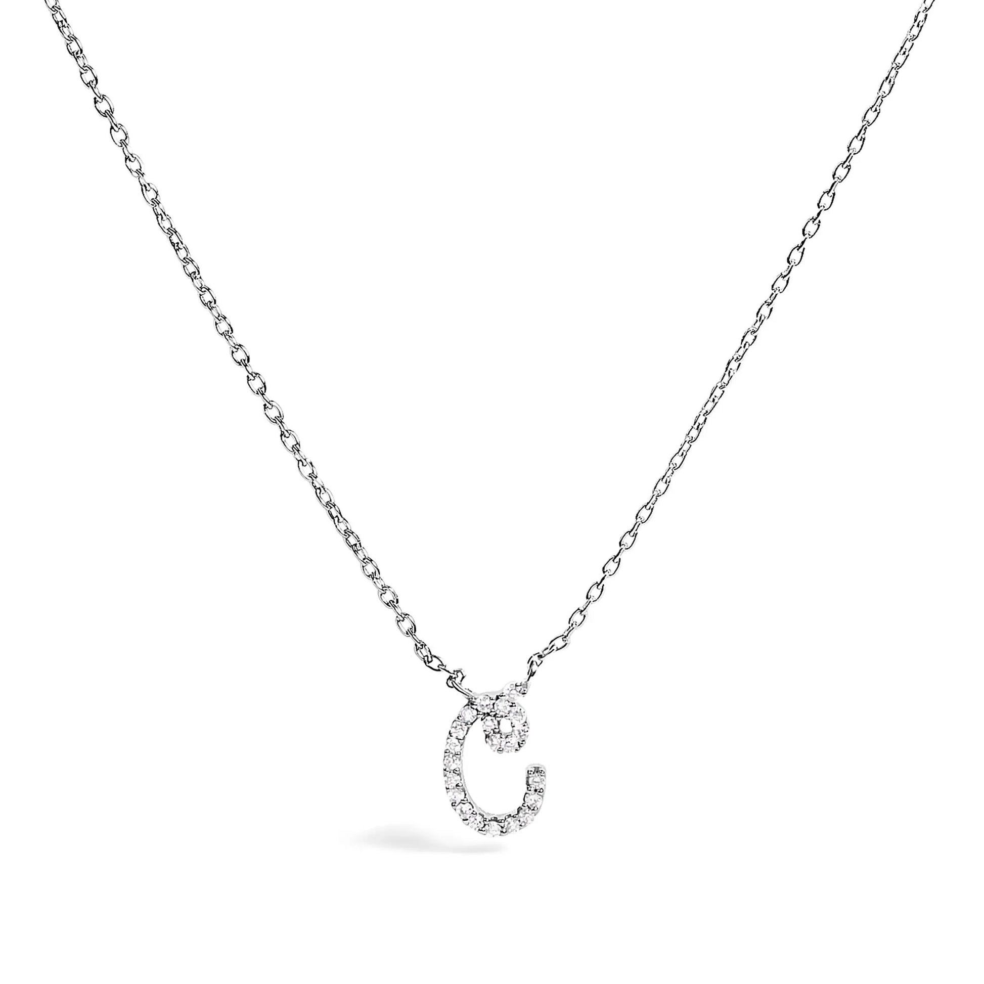 14K white gold diamond-accent A initial script pendant necklace by Bids.com with rolo chain on Tampa Home & Garden Store