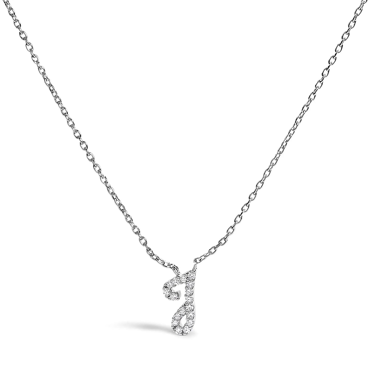14K white gold diamond-accent A initial script style pendant necklace on Tampa Home & Garden Store