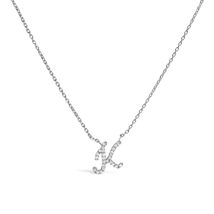 Necklace: 14K white gold diamond-accent A initial script pendant by Bids.com on Tampa Home & Garden Store