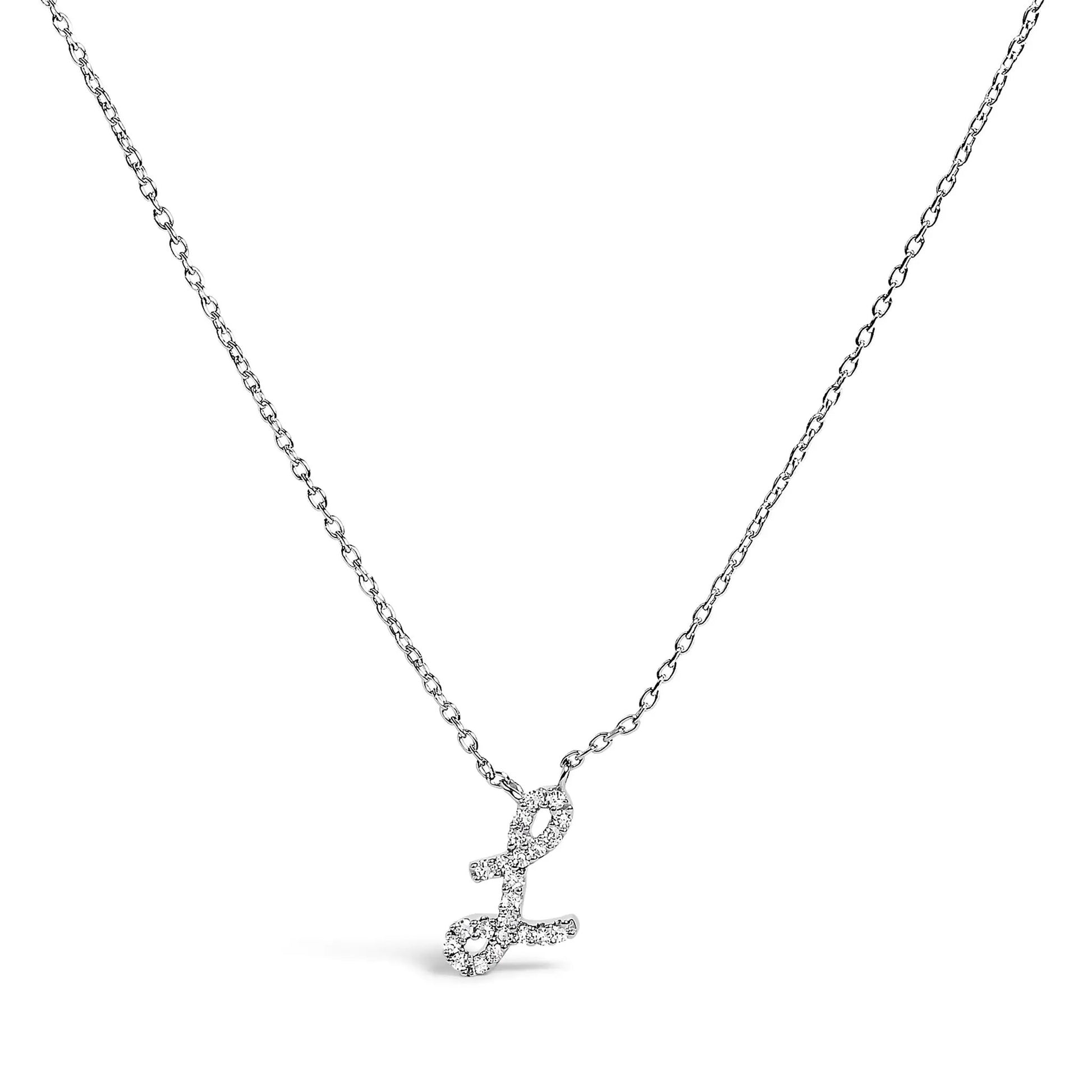 14K white gold diamond-accent A initial script pendant necklace by Bids.com on Tampa Home & Garden Store